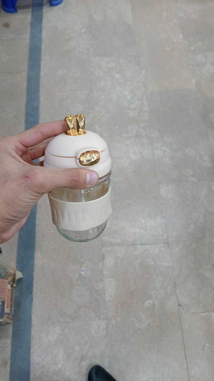 Luxury Bunny Lid Glass Cup – Cute Premium Tea & Coffee Mug With Silicone Grip